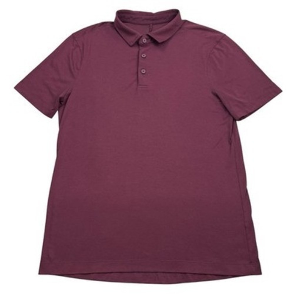 Lululemon Mens Short Sleeve Polo Shirt Burgundy Athleisure Golf Size M